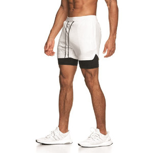 Men's <b>White</b> Solid Color Drawstring <b>Shorts</b> Mid Waist Quick Dry Casual <b>Short</b> <b>Shorts</b> Spandex Polyester Knitted - Product Image 3