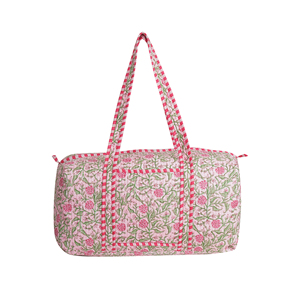 Bolsa de Viaje de Fin de Semana de Lujo, Hecha a Mano, de Algodón Resistente, Acolchada, con Estampado Floral, Estilo Bohemio - Product Image 2