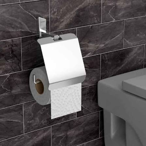 Porte-papier toilette mural en acier inoxydable avec couvercle, support moderne pour rouleau de papier toilette pour salle de bain - Product Image 3