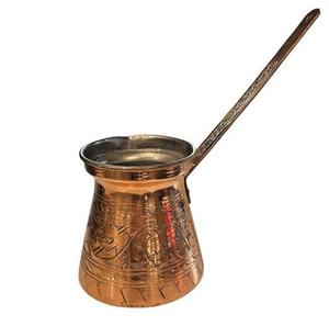 Cafetière turque, grecque, arabe en cuivre et laiton gravé, pour cuisinière, Cezve Ibrik Briki avec poignée en bois - Product Image 3