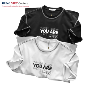 Plus Size Unisex <b>T</b>-<b>Shirts</b> Custom Logo Silk Screen Printed 95% Cotton 5% Spandex <b>Plain</b> Tee Vietnamese Vendor - Product Image 1