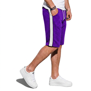 Shorts Bermuda Gris Tricotés pour Homme avec Bande Latérale et Cordon de Serrage, Coupe Décontractée, 100% Coton Respirant, Taille Mi-Haute, Shorts de Sport - Product Image 5