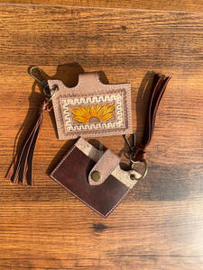 เคสใส่บัตรหนัง ATM ลายดอกไม้แท้มีสไตล์น่ารักแฟชั่นตะวันตกขนาดเล็กมีพู่เคสใส่บัตรพร้อมพวงกุญแจ - Product Image 4