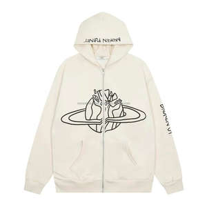 Sweat à capuche streetwear noir uni brodé pour homme, en coton épais, coupe oversize, modèle Spider, essentiels pour fabricants - Product Image 6