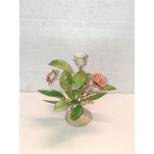 Support de bougie floral en métal, fait main, en forme de rose, chandelier pour bougie conique, centre de table, décoration de mariage et de fête, support de fleurs en fer - Product Image 1