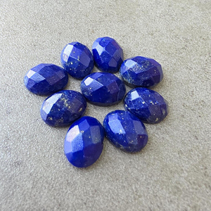 Pierre précieuse naturelle Lapis Lazuli, taille carrée, dos plat, ovale calibrée, qualité AAA+, pour bijoux - Product Image 5