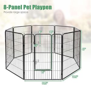 Recinto per Animali Domestici a 8 Pannelli, Robusto, Altezza 48 Pollici, Impermeabile, in Ferro, con Porta, Design Solido - Product Image 3