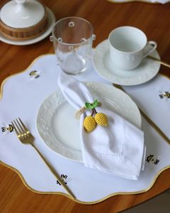 Lot de Décoration d'Été pour la Maison : Adorables Anneaux de Serviette en Coton Tricoté Faits Main au Crochet, Forme Citron - Product Image 1