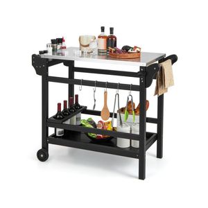 Carrello da Cucina Mobile per Esterni con Piano in Acciaio Inox e Supporto per Forno per Pizza in HDPE - Product Image 1