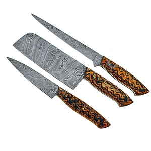 Juego de Cuchillos de Cocina de Damasco Forjados a Mano de 3 Piezas Personalizados, Juego de Cuchillos Profesionales para Chef con Mango de Madera, OEM ODM - Product Image 4