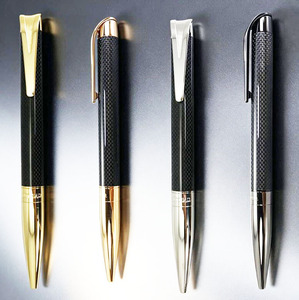 JR3879 (Gold) for High Quality Business Signature Brass <b>Pen</b> Big Clip Carbon Fiber Barrel 0.7mm Custom Logo Black Ink Office - Product Image 1