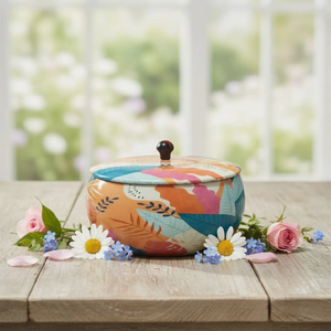 Acacia Wooden handmade Casseroles <b>pot</b> Household Dinnerware Decor Chapati Storage & Serving <b>pot</b> with Enamel Print <b>Lid</b> - Product Image 6