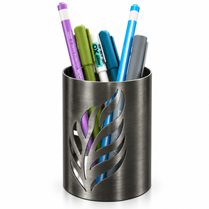 Nuevo Portalápices Metálico con Diseño de Hoja Hueca en Oro Rosa, Organizador de Escritorio Vertical de R B Overseas - Product Image 3
