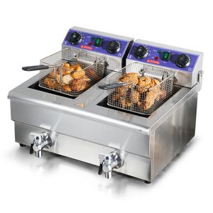 Friggitrice Elettrica Commerciale da Banco 3000W, Doppia in Acciaio Inox, 2 x 11.6Qt/11L, Nuovo Cestello, Doppio Serbatoio 10L - Product Image 5
