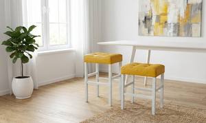 Ensemble de 2 tabourets de bar et de comptoir en cuir PU, ensemble de tabourets capitonnés en cuir PU, ensemble de tabourets rembourrés en PU avec structure en bois massif, hauteur bar et comptoir - Product Image 2