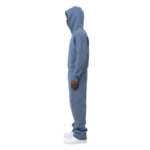 Conjunto Deportivo Unisex Infield Gear con Capucha Azul, Manga Larga, Patrón Geométrico, Secado Rápido, Ligero, 100% Algodón, Ropa Deportiva Urbana - Product Image 1