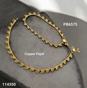 Copper Payal Women's <b>Gold</b> Plated <b>Anklet</b> With Zircon Stones Classic Style Wedding Jewelry - Product Image 3