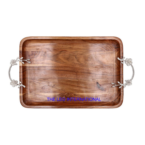 Long Creative Serving <b>Tray</b> With Unique Organic Shape and Rustic Finish Perfect for Displaying Fruits and <b>Snacks</b> - Product Image 6