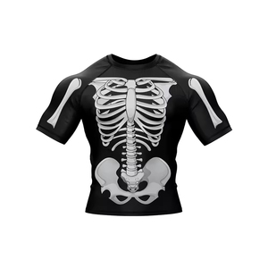 2026 Top Selling Premium <b>Men's</b> Full Sleeve Rash Guard Black Skeleton Print Quick Dry Breathable Polyester <b>Compression</b> <b>Shirt</b> - Product Image 6