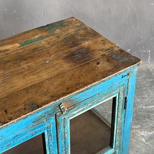 La Mejor Colección de Gabinetes de Almacenamiento Rústicos Hechos a Mano con Puerta de Vidrio y Madera Azul, Arte Antiguo del Himalaya - Product Image 3