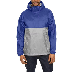 <b>Mens</b> Two Tone Windbreaker <b>Jacket</b> Hooded <b>Pullover</b> Lightweight Rain Shell Outdoor Travel Hiking Casual <b>Jacket</b> With Front Pocket - Product Image 4