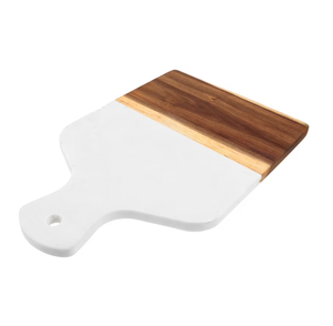 Tabla de cortar de madera y mármol, lo último en artesanía, cuadrada, precio económico, tabla de picar de piedra blanca para queso, para uso en cocina. - Product Image 3