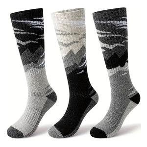 Calcetines Térmicos de Algodón con Diseño de Montaña para Invierno, Calcetines para Senderismo, Camping y Actividades al Aire Libre para Hombres y Mujeres, para Clima Frío - Product Image 1