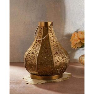 Lanterne décorative en fer forgé avec motif géométrique découpé, lanterne suspendue en verre, centre de table pour mariages, fêtes et événements - Product Image 4