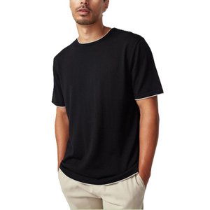 T-shirt à manches courtes pour homme, vert olive, col rond, coupe classique, couleur unie, jersey tricoté, coton respirant, 180g, écologique - Product Image 1