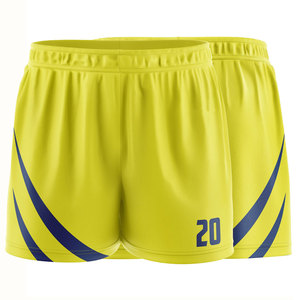 Fully Customised High Quality 100 Percent Polyester Athletic Training Match Yellow Sports Team Football <b>Soccer</b> Shorts for Men - Product Image 1