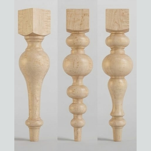 Patas de Muebles de Madera de Caucho Torneado de Alta Resistencia, Soportes de Madera Elegantes para Mesas de Comedor, Islas de Cocina, Patas de Mesa Redondas de Madera - Product Image 1