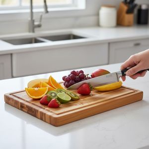 Planche à découper en bois avec rainure pour jus, grande planche de cuisine écologique et durable, bloc de boucher pour la préparation des aliments - Product Image 3