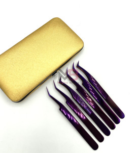 Pinzas de calidad profesional para artistas de pestañas, juego de pinzas para extensión de pestañas con puntas personalizadas - Product Image 2