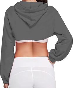 Sudadera con Capucha Corta de Manga Larga para Mujer, Estilo Punk, Hip Hop, Sexy, para Bailar, Rave - Product Image 6