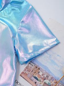 Traje de Danza Metálico para Niñas de 2 a 16 Años, Top Corto Lírico, Camiseta, Traje de Danza Jazz, Animadora, Actuación en Escenario, para Fiesta - Product Image 4