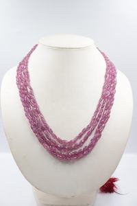 Collar de Rubí de Calidad AAA, Forma Ovalada, Facetado, 5x7 mm, 16-18 Pulgadas, Hecho a Mano, con Orificio Central, Tienda de Gemas Indias - Product Image 5