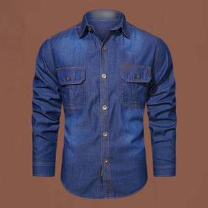 Meilleures chemises en jean décontractées pour hommes avec fermeture boutonnée, 100% coton, design et logo personnalisables, tissu de haute qualité - Product Image 4