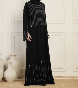 Nueva Abaya Tradicional Islámica Negra para Mujer, Estilo Saudí, Primavera 2026, Dubai, Poliéster Transpirable, Largo hasta el Tobillo, Musulmana - Product Image 2