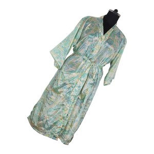KL001 2026 Winter Autumn Women Vintage Sari Kimono Long Sleeve Blended Poly Silk Quick Dry Stylish Multi Color Nightgown - Product Image 4