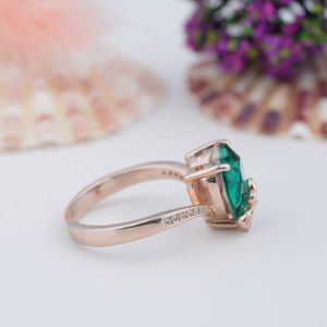 Beautiful Tourmaline Color <b>Stone</b> 925 Silver Trillion Cut Rose Gold Plated 14k Synthetic Gemstone Wedding Ring - Product Image 3