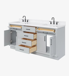 Meuble-lavabo de salle de bain sur mesure Timothy 72 pouces, double vasque, 9 options de finition, directement de l'usine au Vietnam - Product Image 4