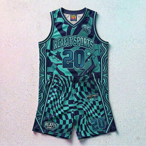 REXFIT SPORTS Kit de basketball personnalisé pour adultes, léger, séchage rapide, maillot et short 100% polyester, vêtements de sport OEM - Product Image 5