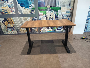 Modern Adjustable Standing <b>Desk</b> Wooden Top <b>Black</b> Metal Legs Minimalist Design Office Furniture Home Office - Product Image 3