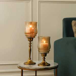ชุดเชิงเทียนโกลว์โกลส์สีทอง 2 ชิ้น สำหรับตกแต่งบ้าน ดีไซน์โลหะทนทาน - Product Image 3