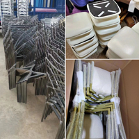 Chaises de salle à manger modernes empilables en métal doré pour mariage, appartement, parc – Durables, écologiques, pour salon
