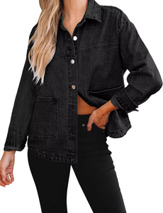 Veste en jean tricotée en coton respirant pour femme, collection automne, avec rivets brodés et perles, logo personnalisé, OEM/ODM disponible en gros - Product Image 3