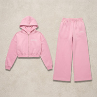 Ensemble Athleisure de Luxe Élégant et Oversize : Veste Zippée Courte et Pantalon de Survêtement Ample en Coton Premium Personnalisé – Tenue Décontractée et Sportive