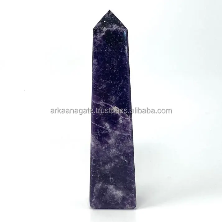 Commercio all'ingrosso di grado Premium Lepidolite punto obelisck bacchette lucidate a mano cristalli di chakra guarigione per la decorazione