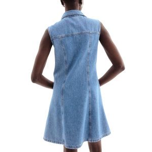 เดรสยีนส์ผู้หญิงแบบมิดิ ตัวอย่างฟรี ผ้าเนื้อนุ่มสบาย สไตล์ลำลอง ซักง่าย ขายส่ง ปรับแต่งได้ คุณภาพดีที่สุด สำหรับฤดูร้อนและฤดูหนาว - Product Image 3