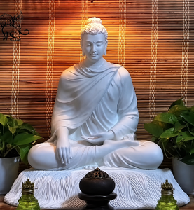 Estatua de Buda de mármol blanco de Artifax Vietnam, la más vendida (postura sentada) - Product Image 4